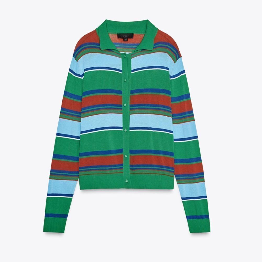 Zara Stripe Multicolored Button Down Cardigan(Size Small)